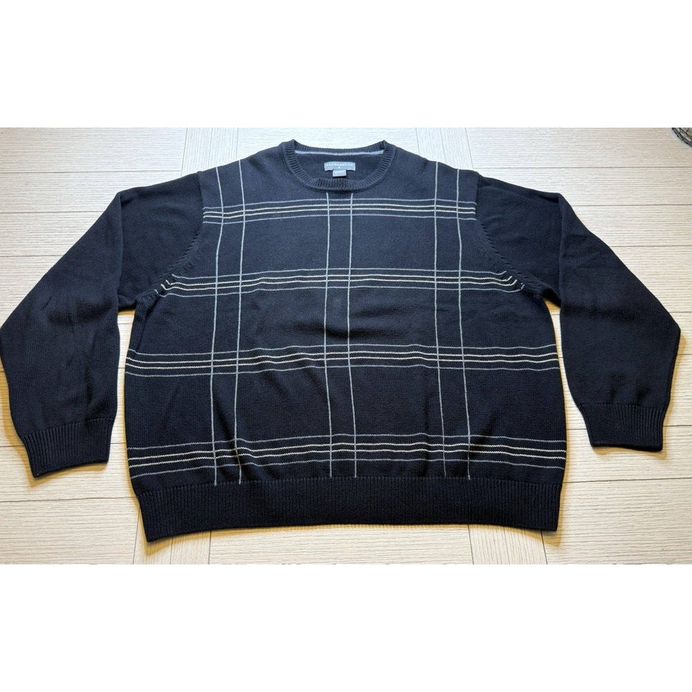 Saddlebred VTG 90s Dad's‎ Crewneck Long Sleeve Mens XXL Grid Sweater 100% Cotton
